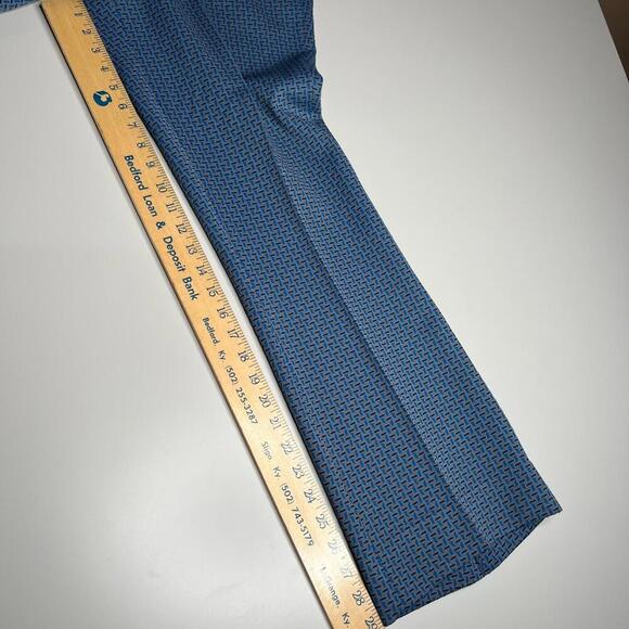 Vintage 70s Men’s Mod Disco Pants Blue Geometric Knit Flare Trousers Falcon Zip - Picture 4 of 15